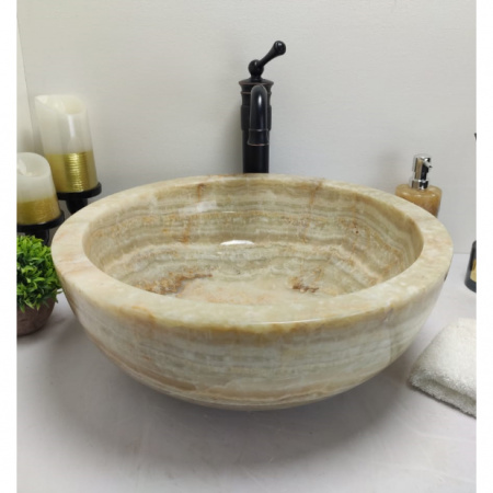 Накладная раковина из оникса Indo Bowl Green Medium BO-00013 фото