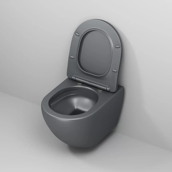 Подвесной унитаз со смывом торнадо Grossman Tornado GR-4457GMSQ с сиденьем, серый матовый фото