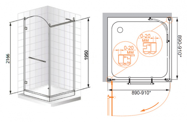 Душевой уголок Cezares Retro RETRO-A-1-90-CP-G-L 90х90 золото L фото