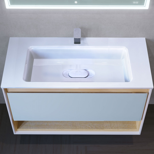 Тумба с раковиной Jorno Glass Gla.01.97/P/W 97 см фото