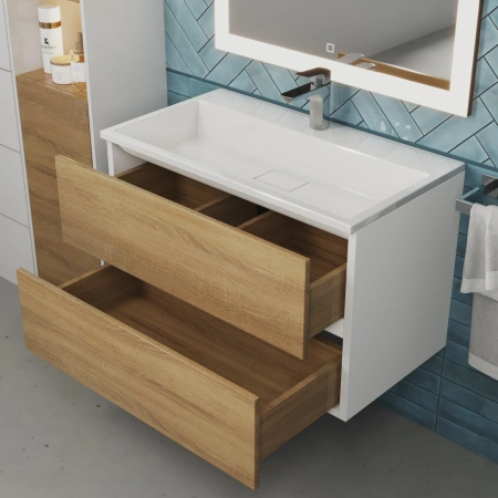 Тумба под раковину Uperwood Barsa 80 293020532 белая/дуб сонома фото
