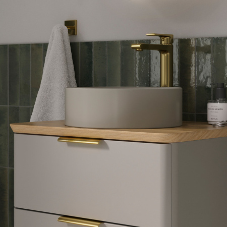 Накладная раковина EQUIL 110АMK 35x35 серо-бежевая фото