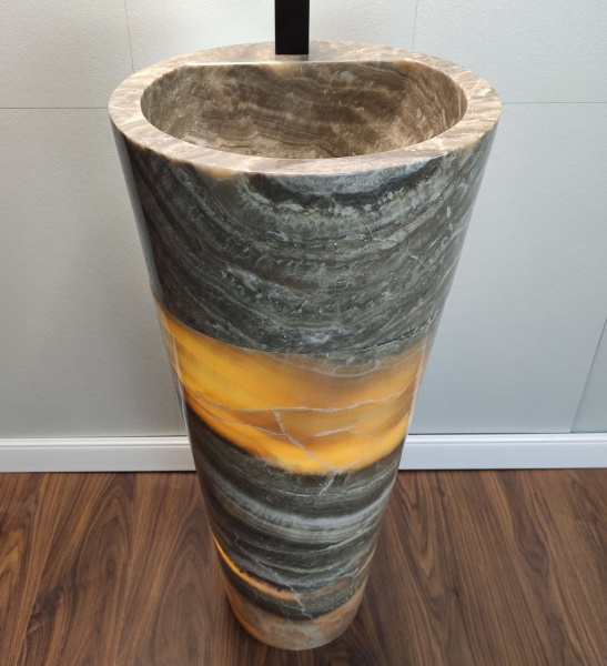 Раковина напольная из оникса Grey ON-01351 (40*40*90) фото