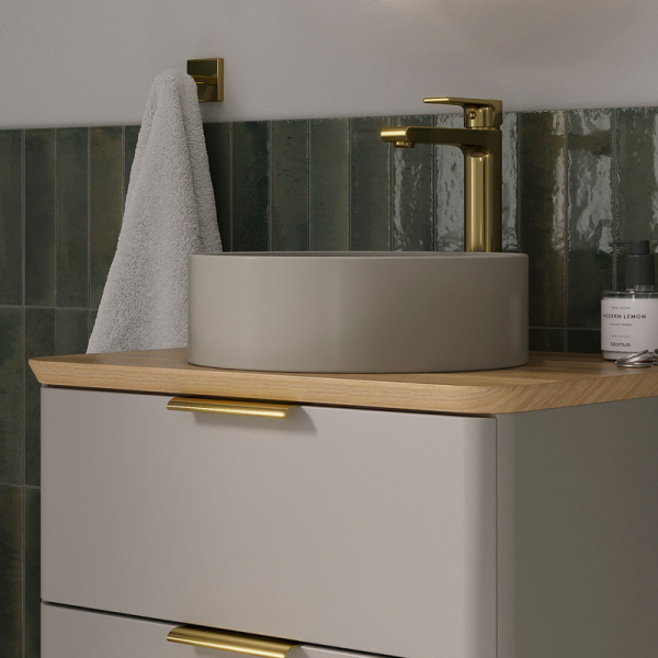 Накладная раковина EQUIL 110АMK 35x35 серо-бежевая фото