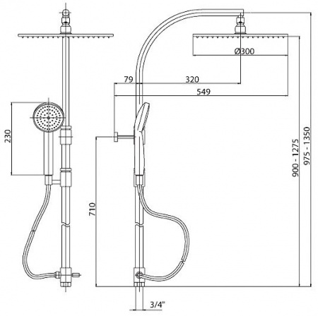 Душевая система (стойка) Cezares Heaven HEAVEN-CDD-01-Cr фото
