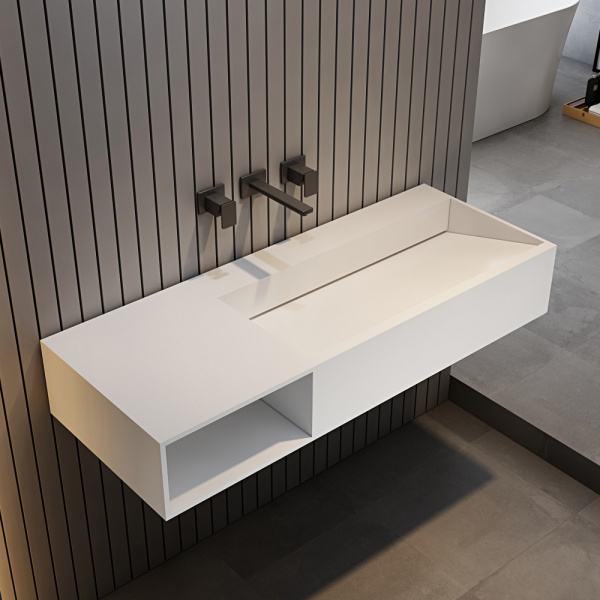 Раковина подвесная Abber Stein AS2640-1.0 L 100x46 белая матовая фото