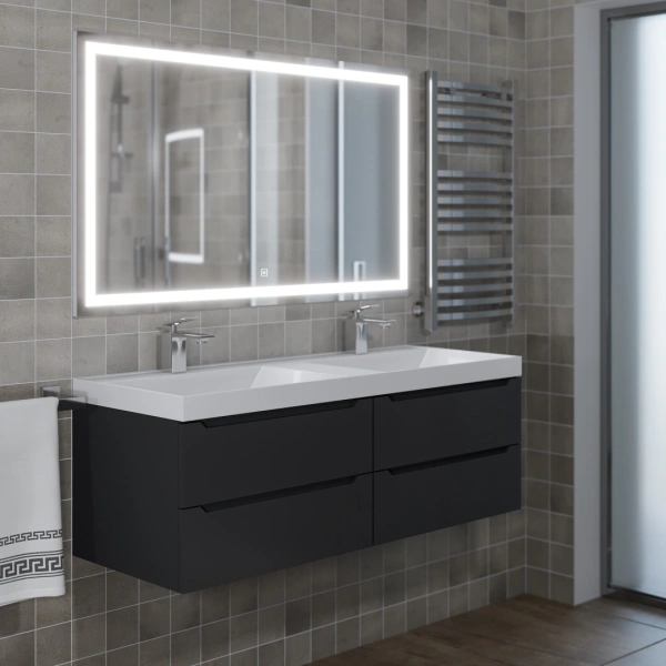 Тумба под двойную раковину Uperwood Tanos 120 2910203302 черная матовая фото