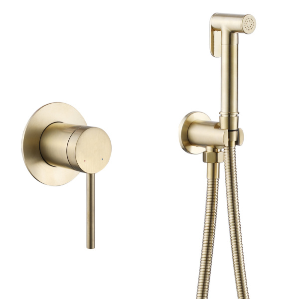 Гигиенический душ со смесителем Abber Emotion AF8825G золото матовое фото