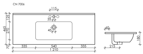 Раковина Ceramica Nova Element CN7006MB 121x46 черная матовая фото