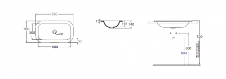 Раковина Azzurra Glaze GLZ 69x38/IN bi*0 фото