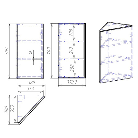 Зеркало-шкаф угловой Alvaro Banos Viento 8403.0900 фото