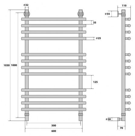 Водяной полотенцесушитель Energy Ideal 100х50 EWTRIDEAL1005000000 фото