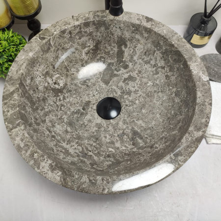 Накладная раковина из мрамора Bowl Grey Medium BM-00577 (3cm) (45*45*17см) фото