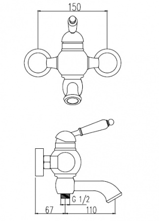 Смеситель для ванны с душем Kaiser Wood-Stone 61222 фото