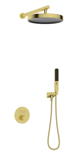 Душевая система скрытого монтажа с термостатом Kaiser Sano 08277-3 шлифованное золото фото