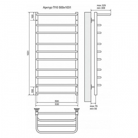 Полотенцесушитель электрический Terminus Арктур с полкой П10 4660059920429 500х1031 фото