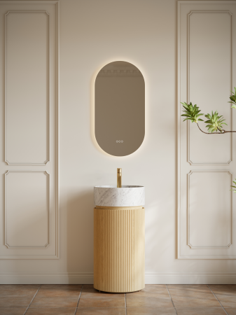 Тумба с раковиной AltroBagno Чиа (Chia) 450 ALTROBAGNOChia450NaturalOak/Cararra White фото
