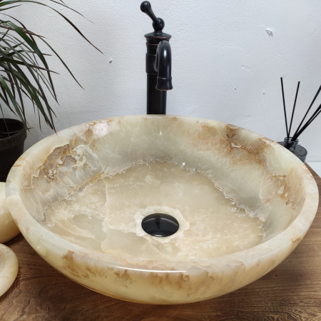 Накладная раковина из оникса Bowl Yellow Medium TinLip BO-00976 (45*45*15) фото
