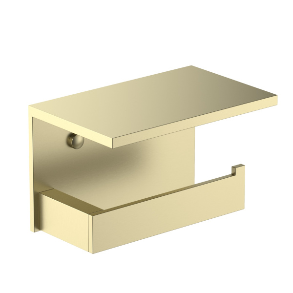 Держатель для туалетной бумаги с полочкой Timo Petruma 15243/17 золото матовое фото