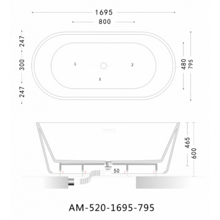 Ванна акриловая Art&Max Platino AM-520-1695-795 169х79 фото