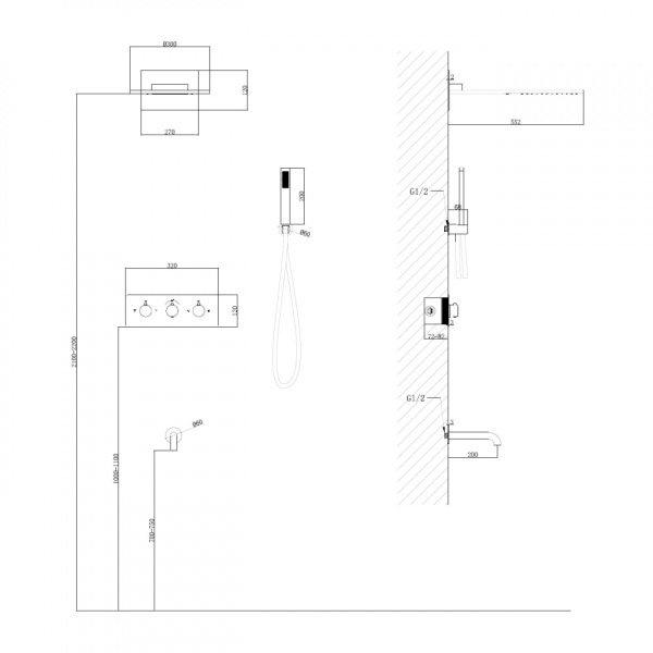 Душевая система скрытого монтажа с термостатом Abber Wasser Kreis AF8150RG розовое золото фото
