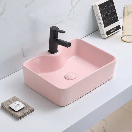 Накладная раковина CeramaLux NC 7291MP-3 розовая фото