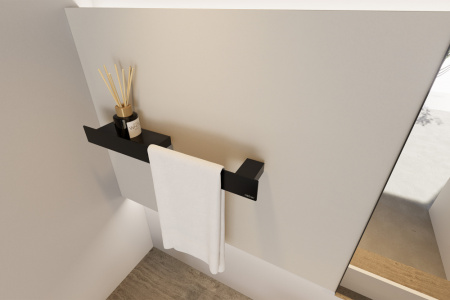 Полка с полотенцедержателем Abber Nischen AN3011MB черная матовая фото