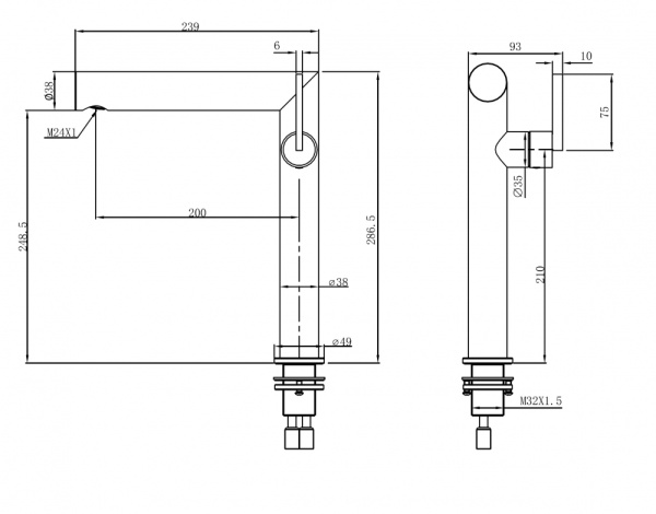 Смеситель для раковины Abber Perfekte 316 AF8A11BGG-L оружейная сталь брашированная фото