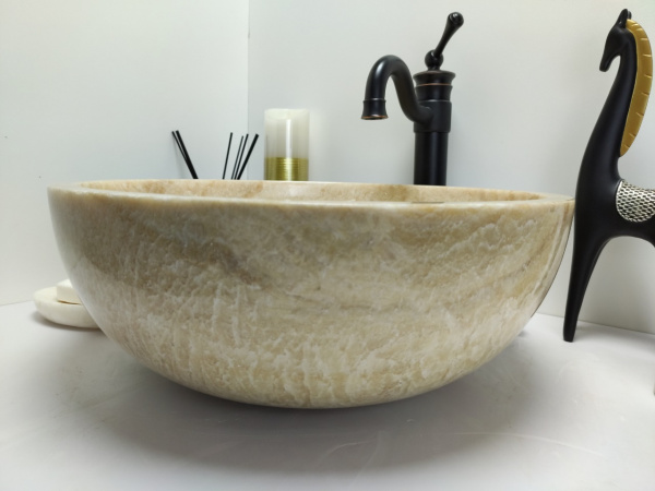 Накладная раковина из оникса Indo Bowl Yellow Medium TinLip BO-00502 фото