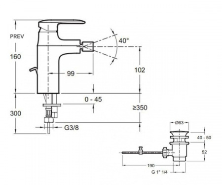 Смеситель для биде Jacob Delafon Kumin E99456-CP фото
