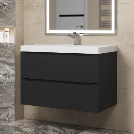 Тумба под раковину Uperwood Tanos 80 291020232 черная матовая фото