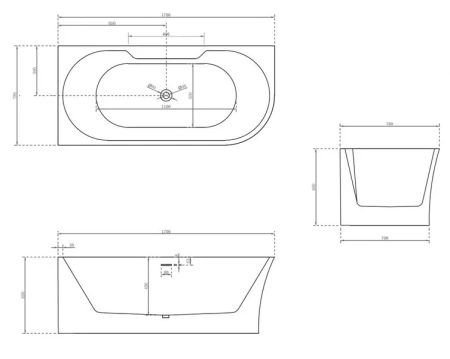 Ванна акриловая Abber AB9335-1.7 L 170x78 фото