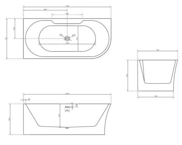 Ванна акриловая Abber AB9335-1.7 L 170x78 фото