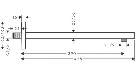 Кронштейн для верхнего душа Hansgrohe Square 27694670 черный матовый фото