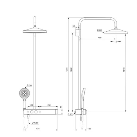 Душевая система с термостатом Ideal Standard Ceratherm SOLOS A7880AA фото