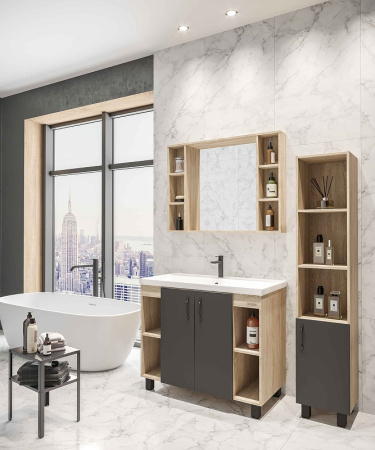 Тумба под раковину Grossman Флай 100 101002 серая фото