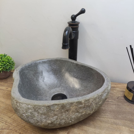 Накладная раковина из речного камня RS01146 (39*34*15) фото