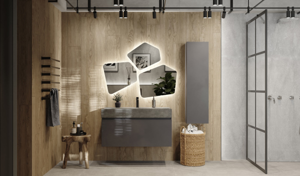 Тумба с раковиной Raval Facet Fac.01.100/P/A/RL 100 см антрацит фото