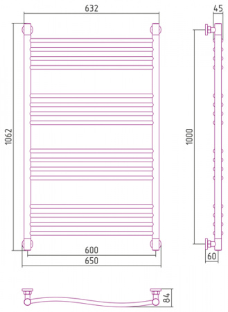 Водяной полотенцесушитель Сунержа Флюид+ 100х60 00-0222-1060 фото