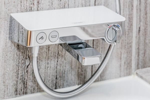 Термостатический смеситель для ванны с душем Hansgrohe Ecostat Select Push 13151400 хром/белый фото