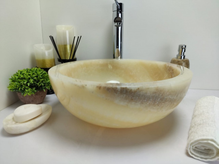 Накладная раковина из оникса Indo Bowl Yellow Small BO-00368 фото