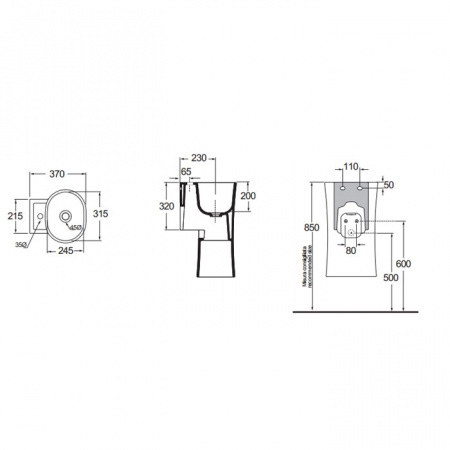 Раковина-моноблок подвесная Azzurra Nativo NAT200/0bi*0 фото