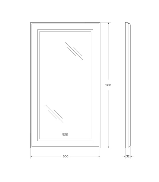 Зеркало с подсветкой, сенсорным выключателем и подогревом BelBagno SPC-KRAFT-500-900-LED-TCH-WARM 50x90 сатин фото
