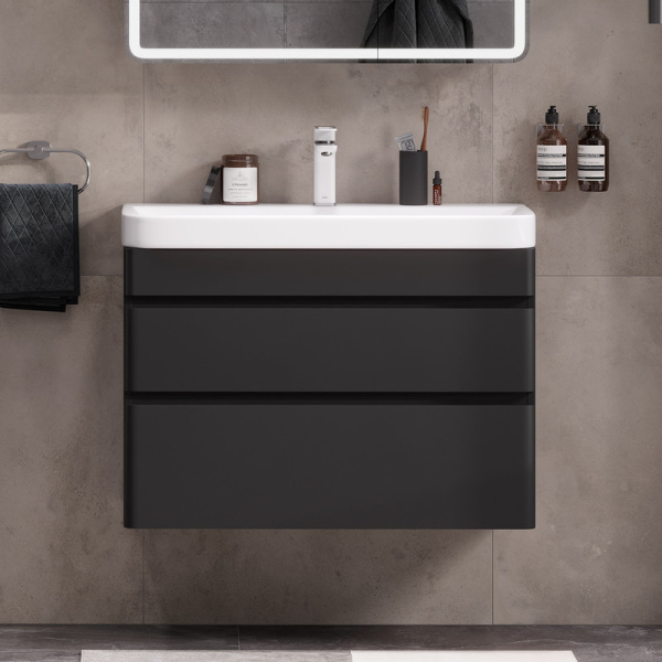 Тумба под раковину EQUIL Eltoro 80 tpELTR80.2Y-03 черный софт фото