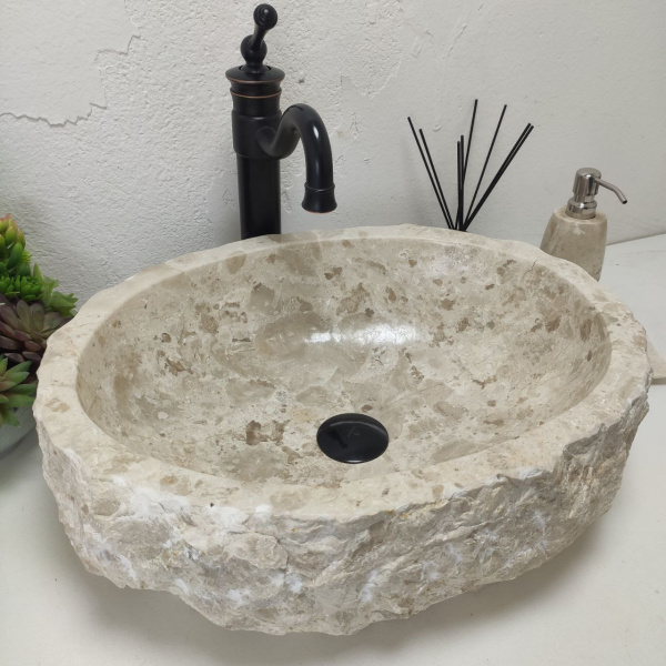 Накладная раковина из мрамора Erozy Cream EM-01573 (50*40*15) фото