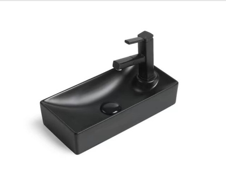 Раковина маленькая в туалет SantiLine SL-2009LMB черная матовая фото