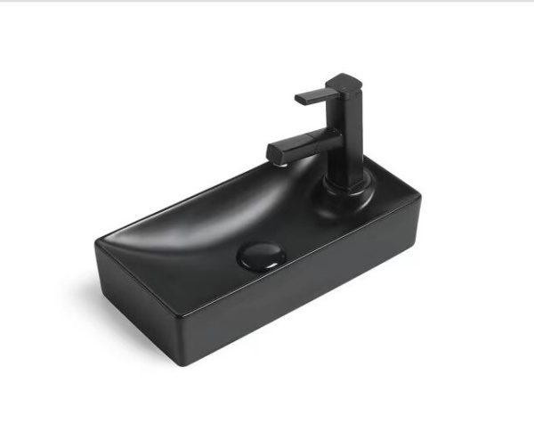 Раковина маленькая в туалет SantiLine SL-2009LMB черная матовая фото