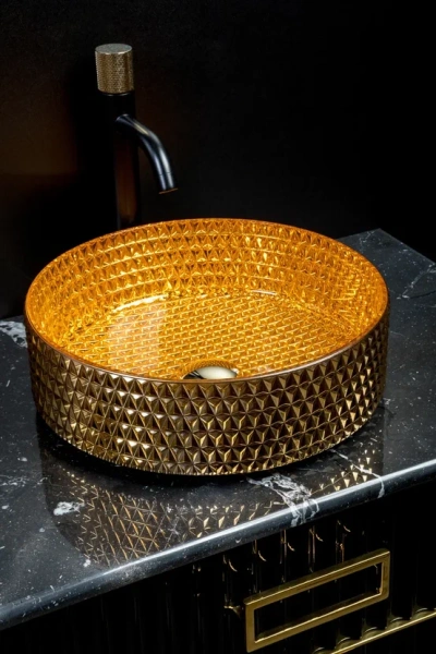 Хрустальная накладная раковина Boheme 817-G 39x39 фото