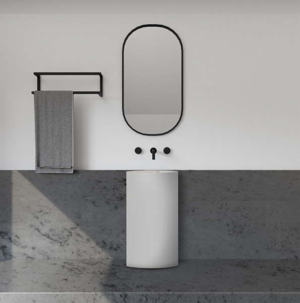 Напольная раковина Abber Stein AS2506 45x45 белая матовая / слив в пол фото