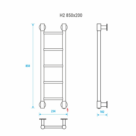Электрический полотенцесушитель Energy H2 EETR0000H2852000000 85x20 фото